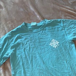 blue comfort colors t-shirt with design on back